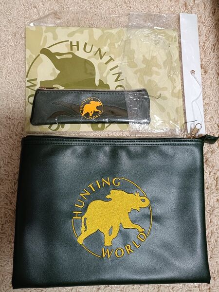 ハンティングワールド セカンドバッグ とペンケース ポーチ ノート 新品 HUNTING 希少
