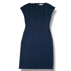 TONAL 日本製 美ライン ワンピース 36 濃紺 フレンチスリーブ ワンピース 膝丈