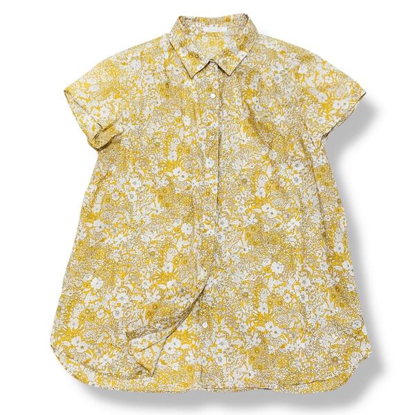 アマカ AMACA 花柄 リバティプリント 綿100 半袖シャツ 黄 38 半袖シャツ 花柄 総柄 コットン