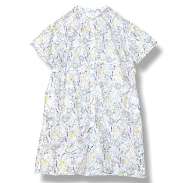 美品 グラニフ graniph シアー 半袖 ワンピース 花柄 シャツワンピース 春夏