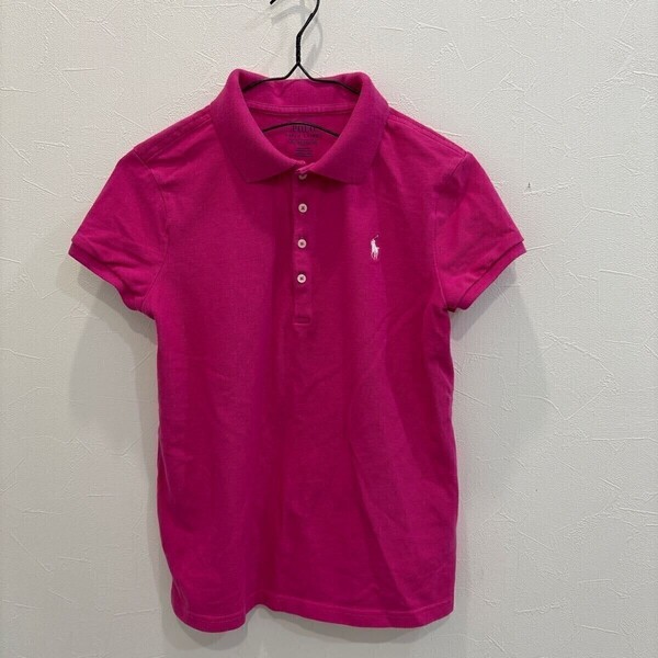 GY09 POLO RALPH LAUREN ポロラルフローレン キッズ半袖ポロシャツ レディース160 ピンク ワンポイントロゴ刺繍