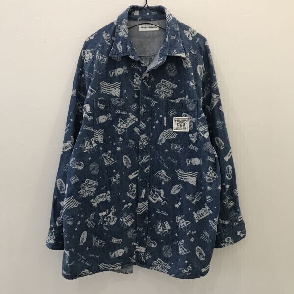 LV2194 ロデオクラウンズ 総柄 シャツ ブルーデニム F y2k