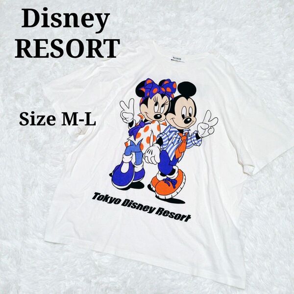ディズニーリゾート 藤田ニコル コラボ Tシャツ ミッキー ミニー Tシャツ 白 ホワイト 半袖 M L プリントTシャツ
