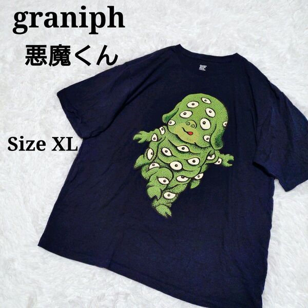 graniph 水木しげる 悪魔くん 百目 コラボ Tシャツ XL ネイビー グラニフ