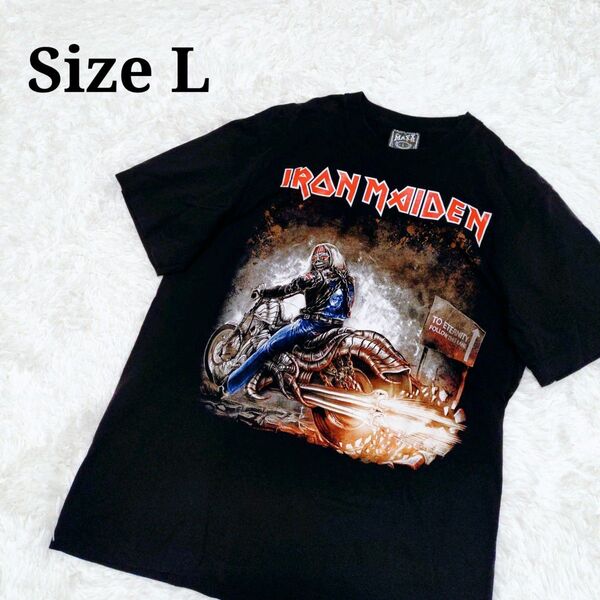 IRON MAIDEN Tシャツ ブラック 黒 L アイアンメイデン 骸骨 古着