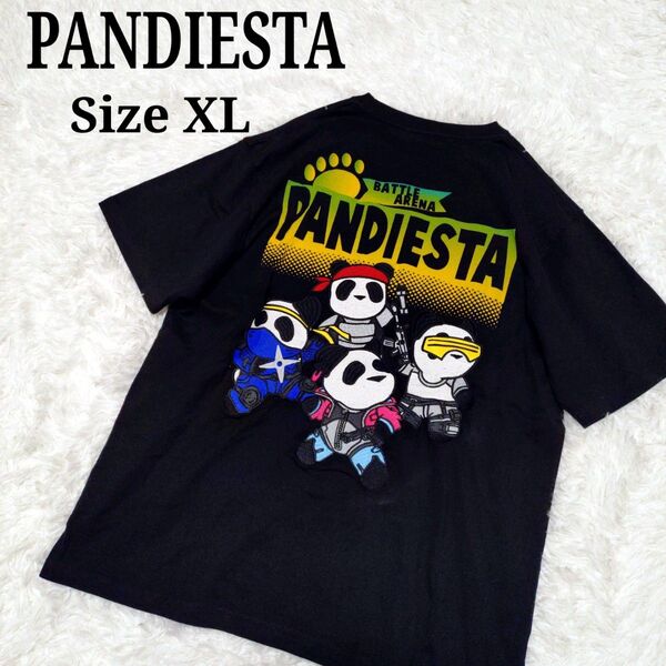 PANDIESTA パンディエスタ バトルアリーナ 刺繍 Tシャツ XL 黒 半袖 ブラック