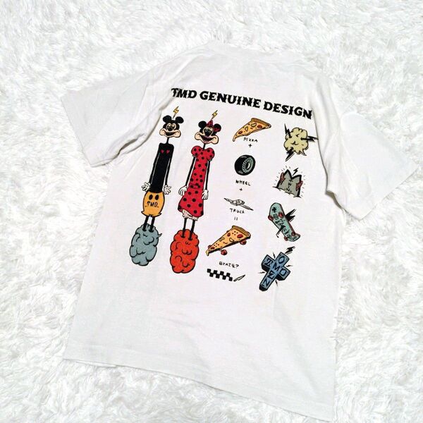 TMD genuine design 半袖 Tシャツ M プリント ロゴ 白 ホワイト