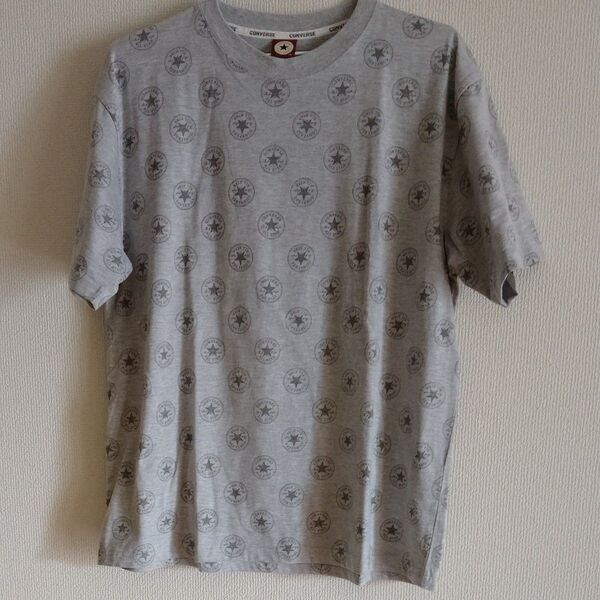 CONVERSE 総柄ロゴTシャツ グレー 3L
