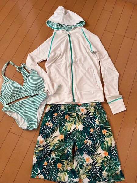 水着3点セット ラッシュガード ビキニ ハーフパンツ
