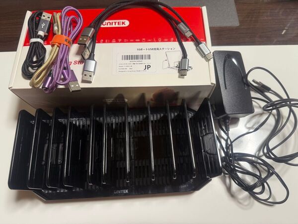 Unitek USB充電ステーション 10ポート 卓上スタンド 最大12A 60W PSE認証済 1.5A/2.4A