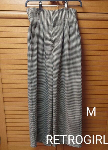 レトロガール チェック ワイドパンツ M