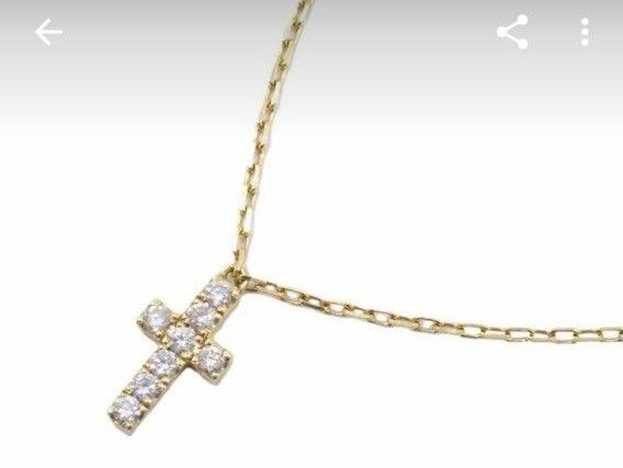 AHKAH アーカー クロス ネックレス K18YG/ダイヤモンド 0.05ct