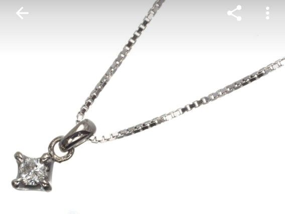 アガット ダイヤモンド 0.05ct K18WG 深津ネックレス