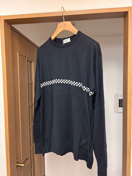 【VAINL ARCHIVE × JOHN SMEDLEY 】シーアイランドコットン クルーネック 長袖 イギリス製 ネイビー L