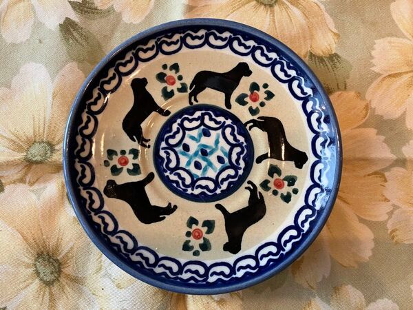 ポーリッシュポタリー 小皿 黒ラブ 直径約12cm