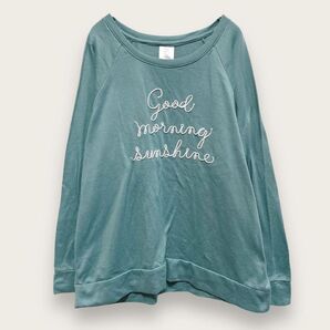 【SECRET TREASURES】長袖トレーナー スウェット(L/12~14)ゆったり トップス グリーン 緑 大人カジュアル