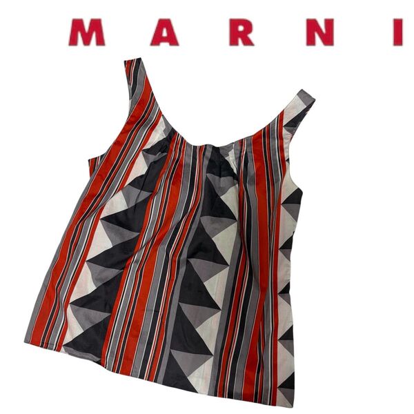 MARNI マルニ ノースリーブトップス ストライプ トライアングル柄 マルチカラー