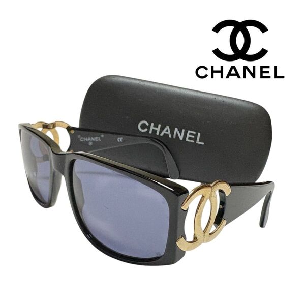 CHANEL サングラス ココマーク ブラック 黒 ゴールド ケース付き