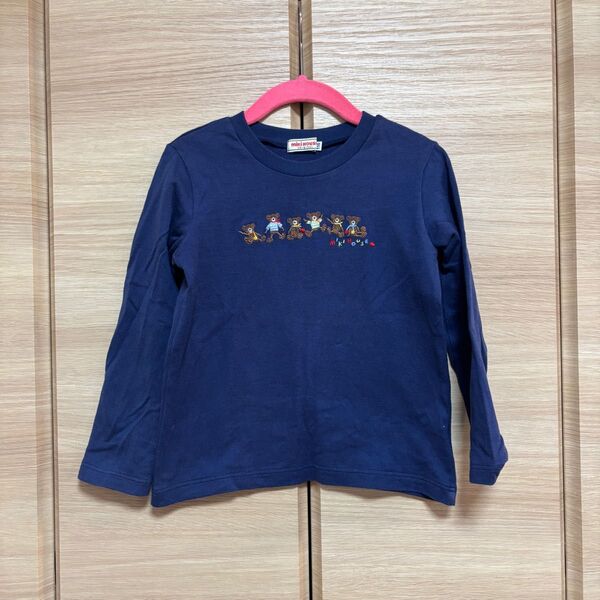 ミキハウス ロンT 110 ネイビー 長袖 長袖Tシャツ キッズ 綿100