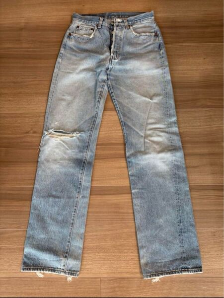 【Levi's 501 90年代 USA製】 ダメージジーンズ/実寸W30 L36 ビンテージ ストレートデニム