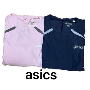 美品 asics アシックス 半袖 Tシャツ 2枚 サポート トップス ウエア スポーツ トレーニング 姿勢 S 160