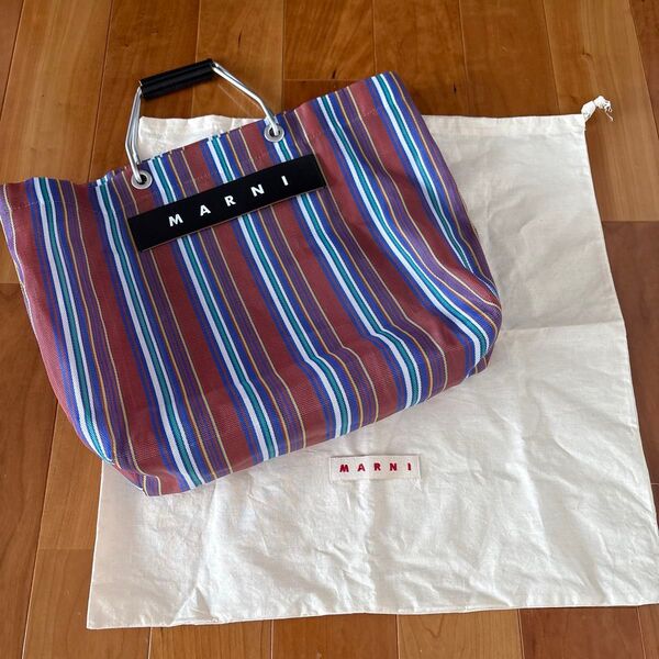 MARNI マルニ フラワーカフェ ストライプバッグ