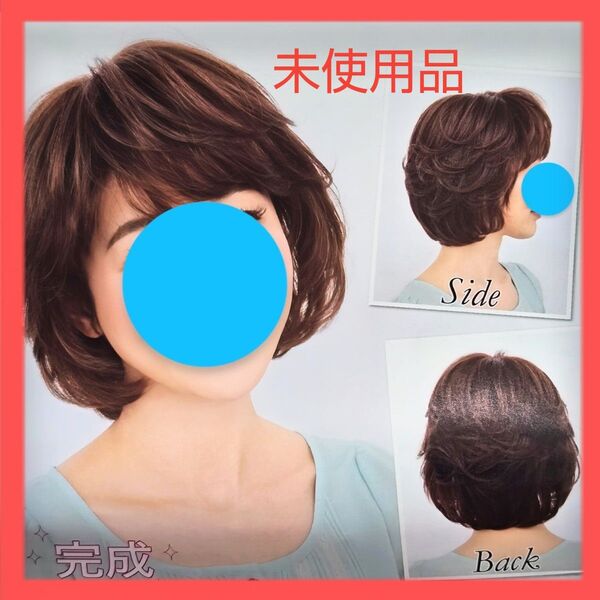 未使用 坂巻哲也プロデュース ヘアコサージュ リラクシーカールボブ フルウィッグ/3Dブラウニーブラックカラーファッションウィッグ