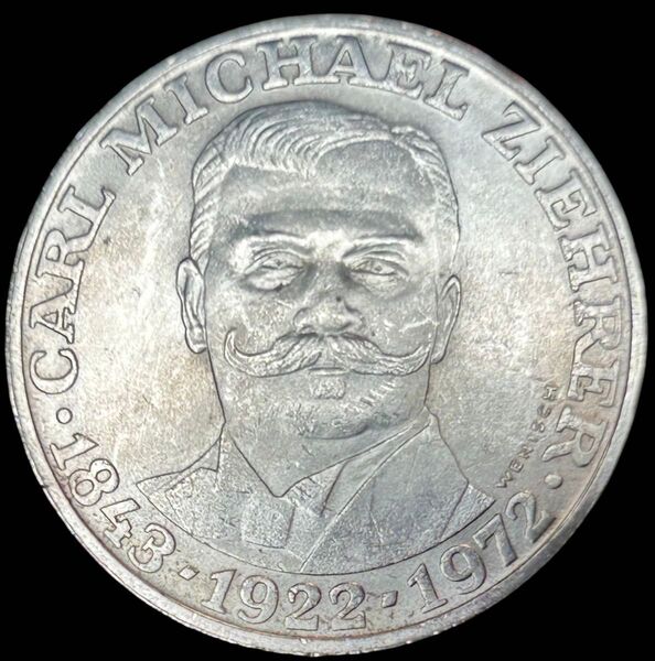 オーストリア 1972 25S銀貨 カール・M・ツィーラー生誕50年