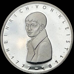 ドイツ 1977-G Proof 5M銀貨 ハインリヒ・V・クライスト生誕200年