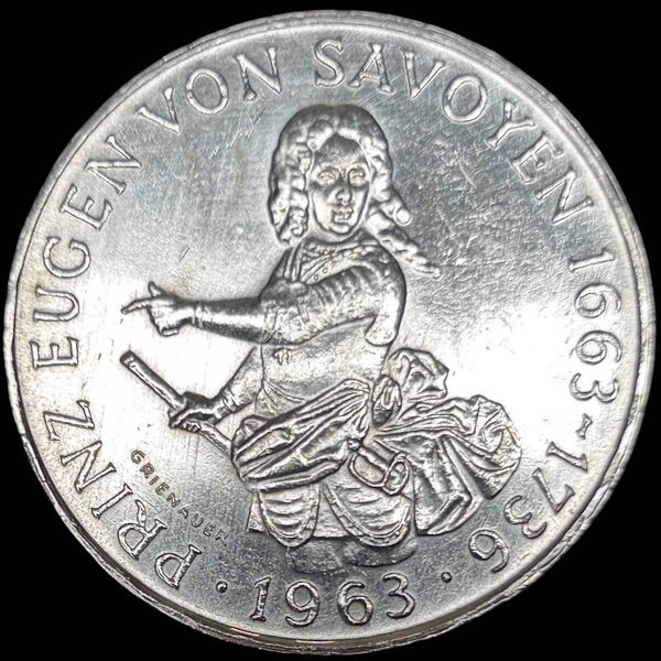 オーストリア 1963 25S銀貨 オイゲン王子生誕300年