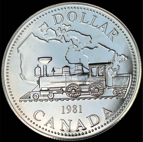カナダ 1981 Proof 1$銀貨 横断鉄道100年