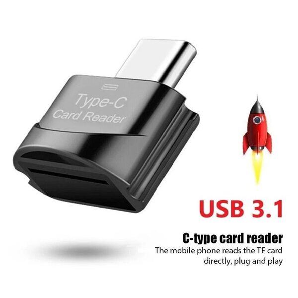 Type-c microSD カードリーダー OTG対応 コンパクト マイクロSD スマホ データ移動 ドライブレコーダー 黒色