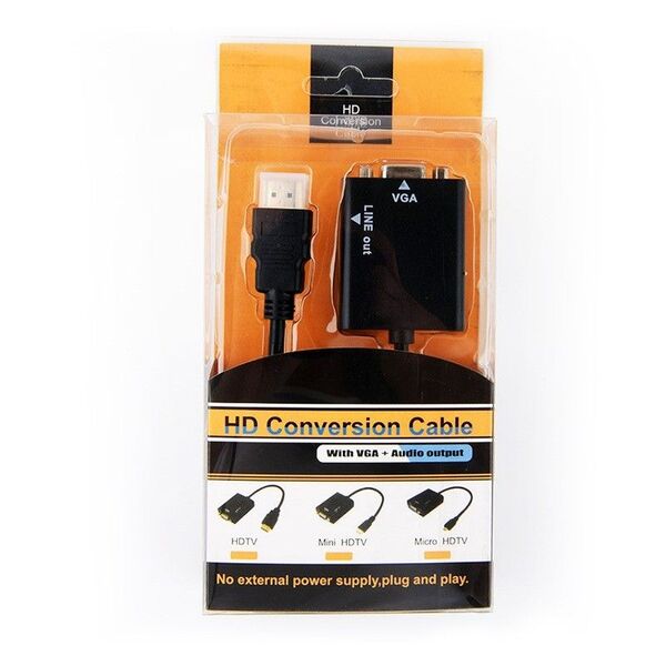 HDMI to VGA 変換アダプタ 音声出力付き 1080P パソコン/ノートパソコン/プロジェクター/HDTVなどに対応