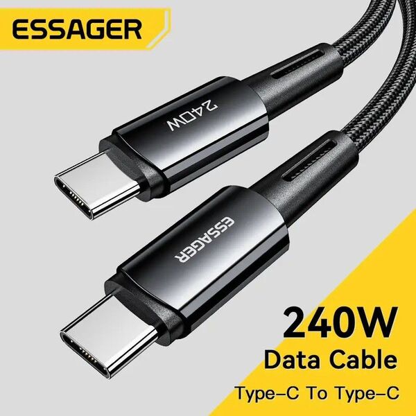 ESSAGER USB TYPE-C PD240W 急速充電ケーブル 1M 高耐久 TYPE-C TO TYPE-C