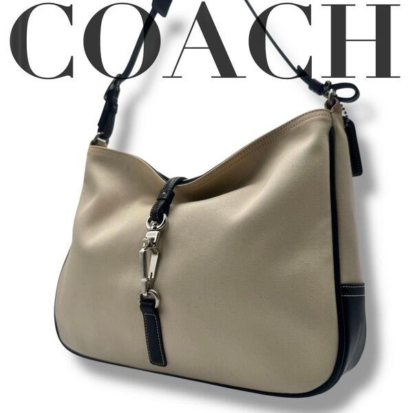 【極美品】コーチ ショルダーバッグ ハンドバッグ 肩掛け ナイロン ホワイト COACH