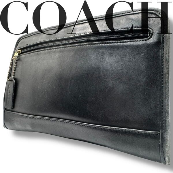 COACH ヴィンテージ オールドコーチ セカンドバッグ グラブタンレザー 黒 クラッチバッグ ブラック 本革 黒