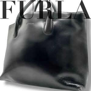 FURLAフルラ トートバッグ オールレザー ブラック ビジネスバッグ A4可 肩掛け フォーマル シンプル