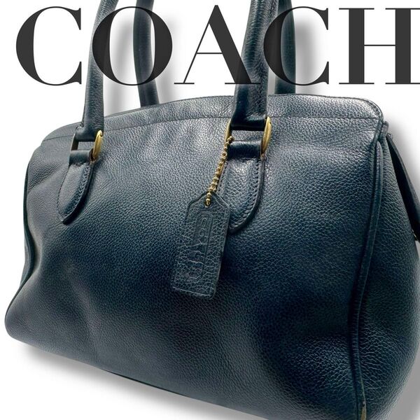 美品 オールドコーチ ハンドバッグ ネイビーold coach レザー COACH