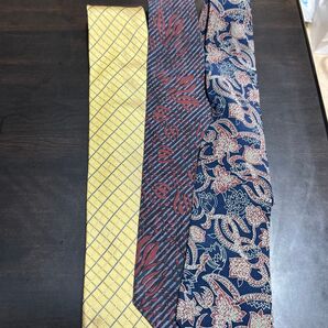 FAMEUX RENOMAネイビー イエロー シルク ネクタイ ヴィンテージ