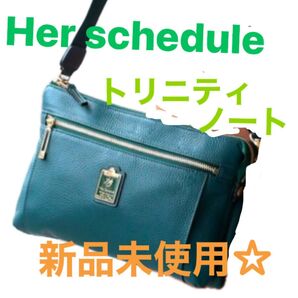 新品同様★her schedule トリニティノート 本革 ショルダー 斜めがけ 撥水 バッグ ナイロン レザー ショルダーバッグ