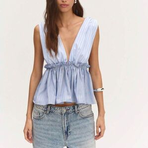 SHEIN ストライプ ペプラムトップス