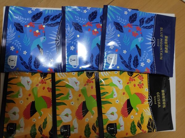 DOUTORコーヒー Geisha blend x3, blue mountain blendx3