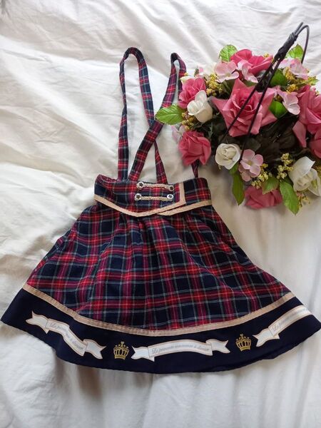 axesKIDS★チェック柄ジャンバースカート★130cm
