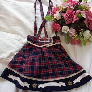 axesKIDS★チェック柄ジャンバースカート★130cm