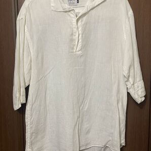 SHIPS EURO Linen ホワイト Mサイズ 七分袖 シャツ