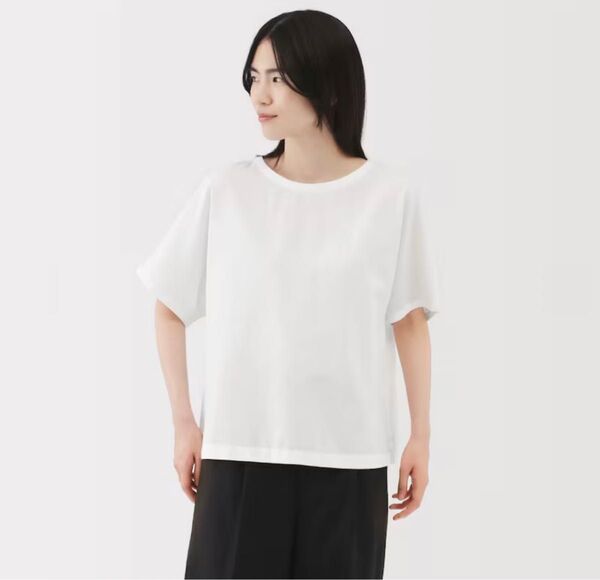 2025SS タグ付き新品《無印良品》ヘンプ コットン 半袖ブラウス 白 L