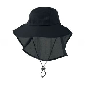 タグ付き新品《無印良品》風を通す ちいさくまとまる 日除け付きハット 黒 男女兼用