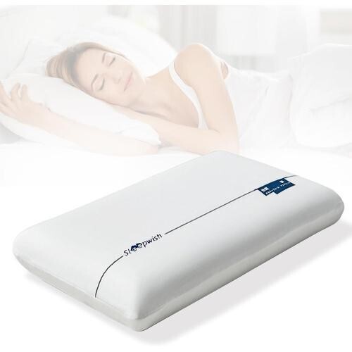 枕 首?肩ラクラク 温度調節 まくら 睡眠が深くなる 枕カバー付き 横向き寝(アクアブルー)