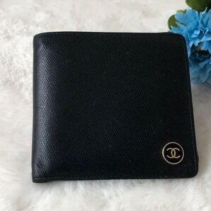 CHANEL シャネル キャビアスキン 二つ折り財布 ブラック