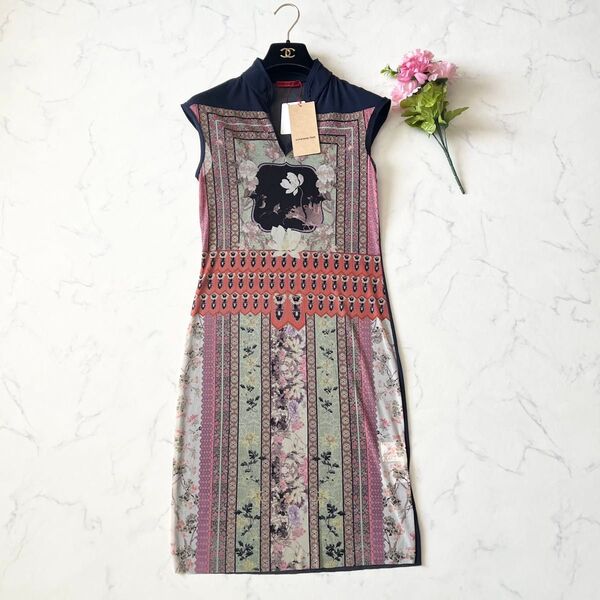 【未使用タグ付き】VIVIENNE TAM ヴィヴィアンタム パワーネット メッシュ チャイナ 総柄 ワンピース Sサイズ